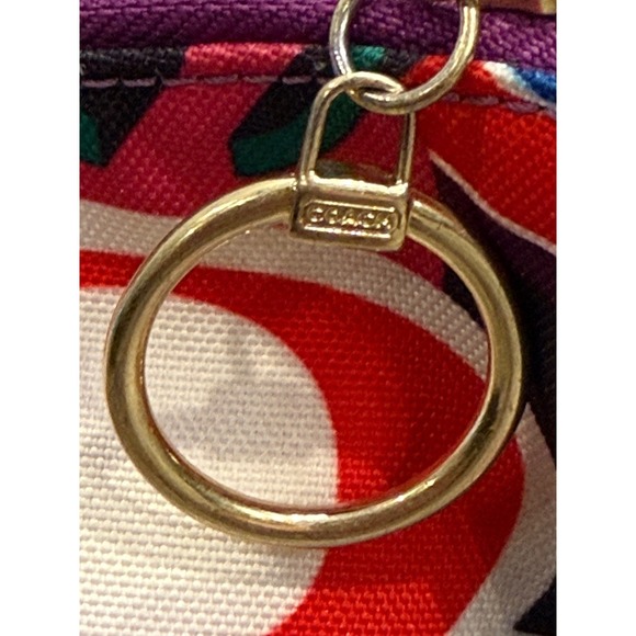 Coach Multicolor Op Art Print Canvas Leather Trim Shoulder Bag Purse Gold Chain - Picture 13 of 17